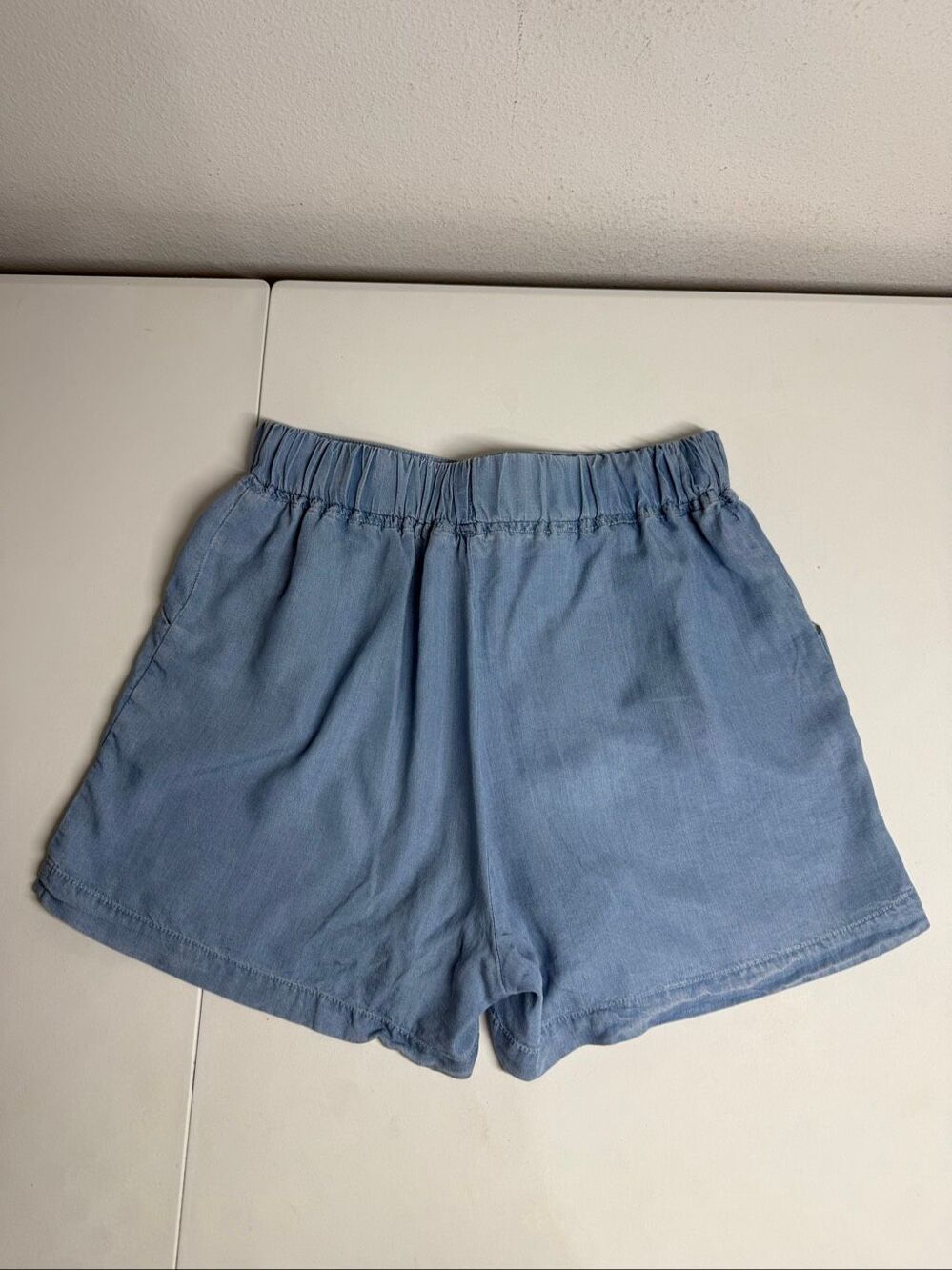 Thread & Supply Chambray Tie Waist Shorts Light Blue Junior Size Large - Picture 10 of 11